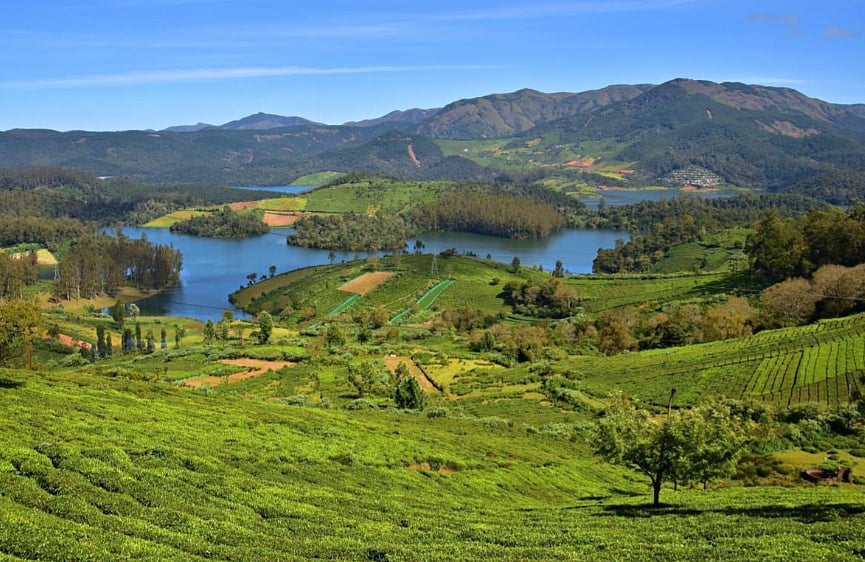 An aerial view of the Emerald Lake